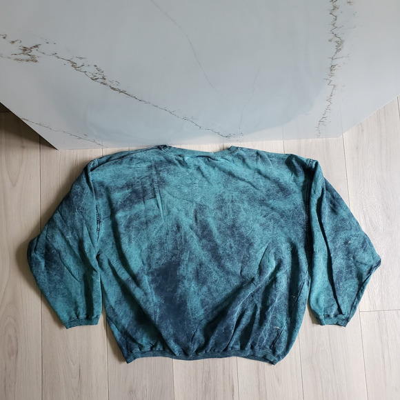 VTG Yesterdays Saugatuck Michigan Tie Dye Sweatshirt L Emerald Green Oversized - Picture 2 of 5
